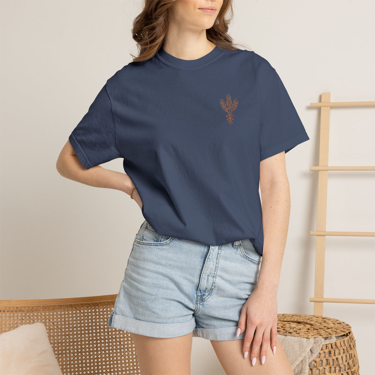 Three wheat stems T-Shirt — Small Chest Bouquet Tee
