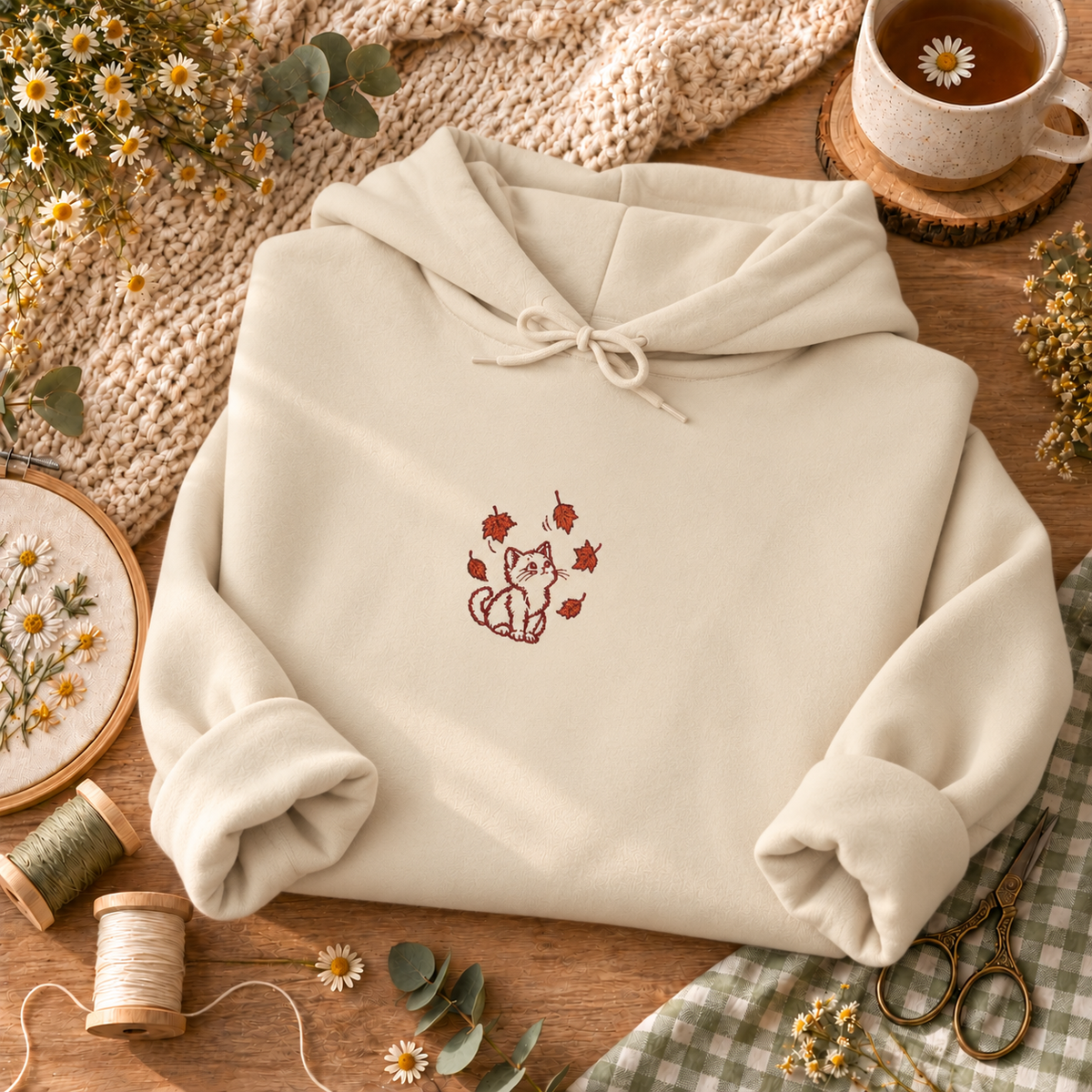 Cute Paw Print Kitten Hoodie Minimal Cat Graphic Fleece Pullover