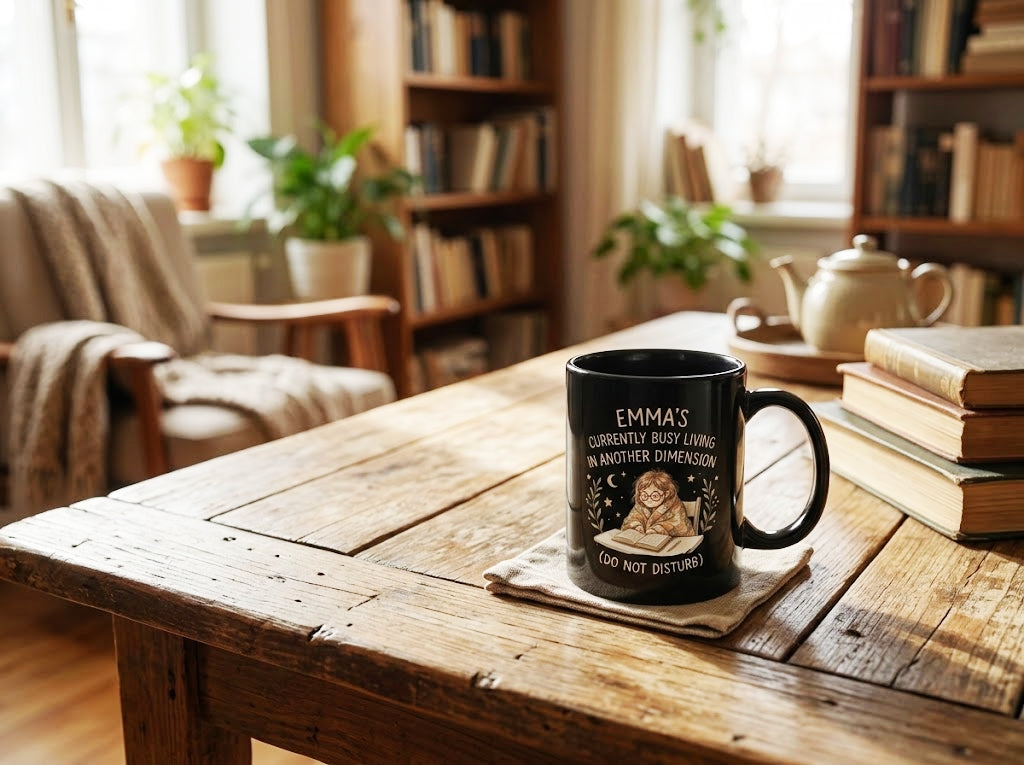 Personalized Busy Living in Another Dimension Coffee Mug