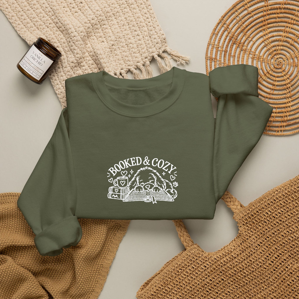 Cute puppy book reading Sweater, Cozy Crewneck Sweatshirt