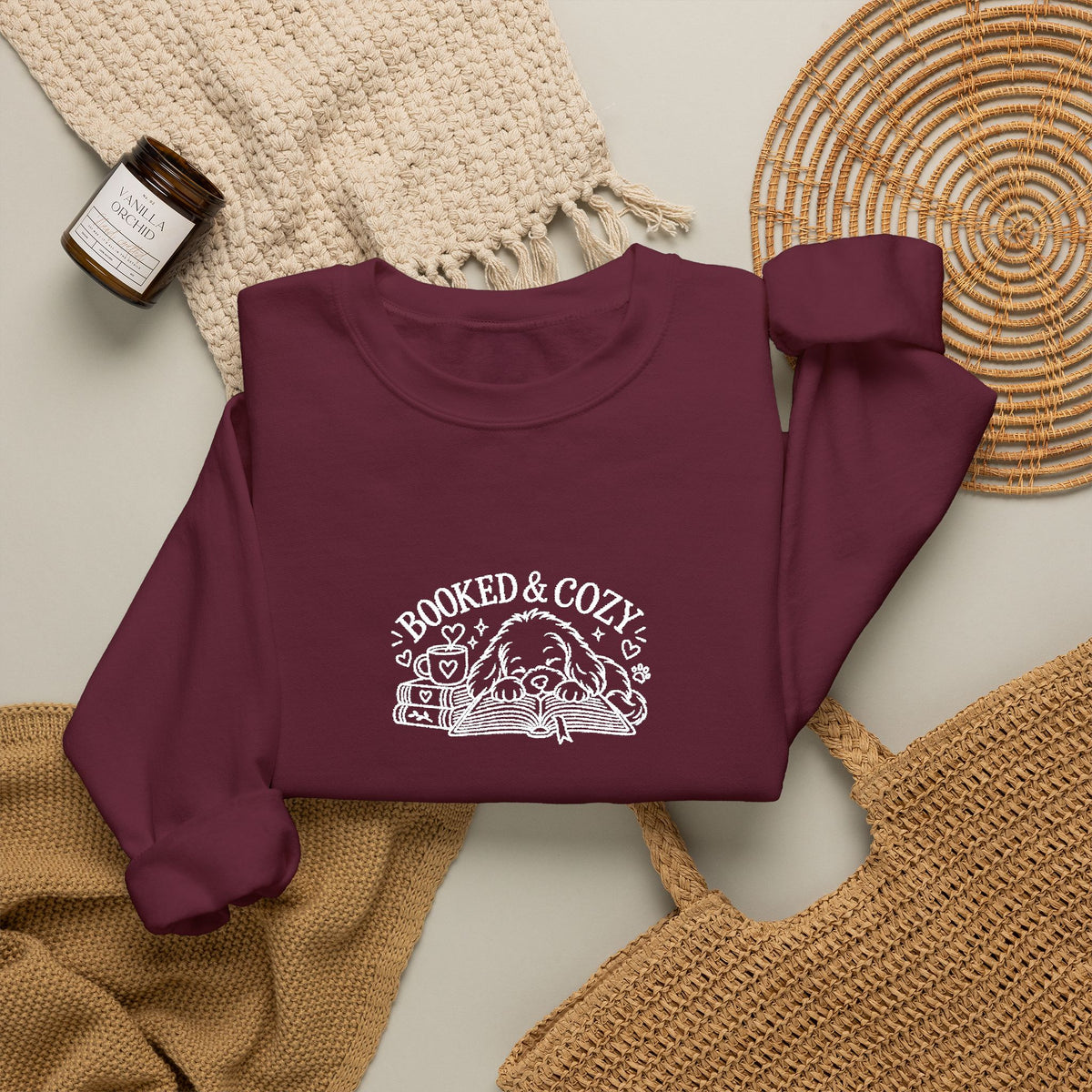 Cute puppy book reading Sweater, Cozy Crewneck Sweatshirt