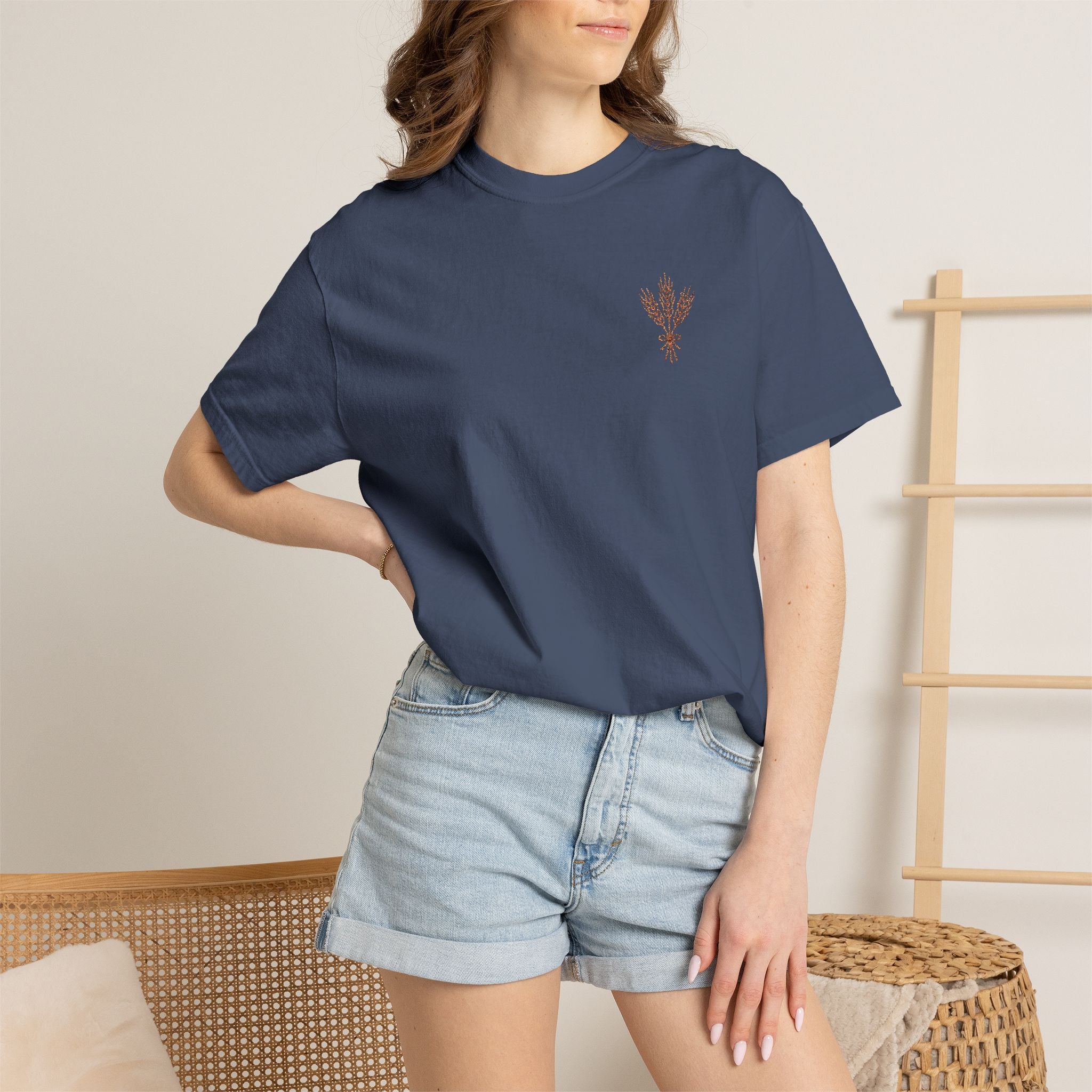 Three wheat stems T-Shirt — Small Chest Bouquet Tee