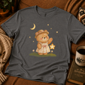 Cute Bear Lantern Youth Tee — Nighttime Starry Bear Graphic Tee for Kids