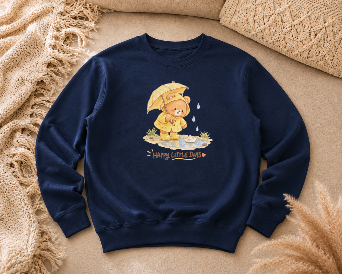 Cute Bear Umbrella Crewneck Sweatshirt — Cozy Pullover