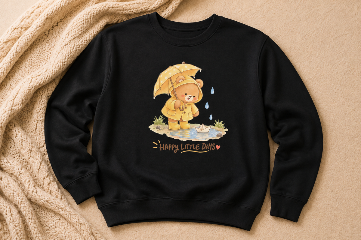 Cute Bear Umbrella Crewneck Sweatshirt — Cozy Pullover