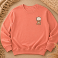 Cute Toast Bear Sweatshirt — Tiny Chest Patch Graphic Crewneck