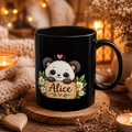 Cute Panda Name Personalized Mug — Customizable Black Ceramic Coffee Cup (11oz)