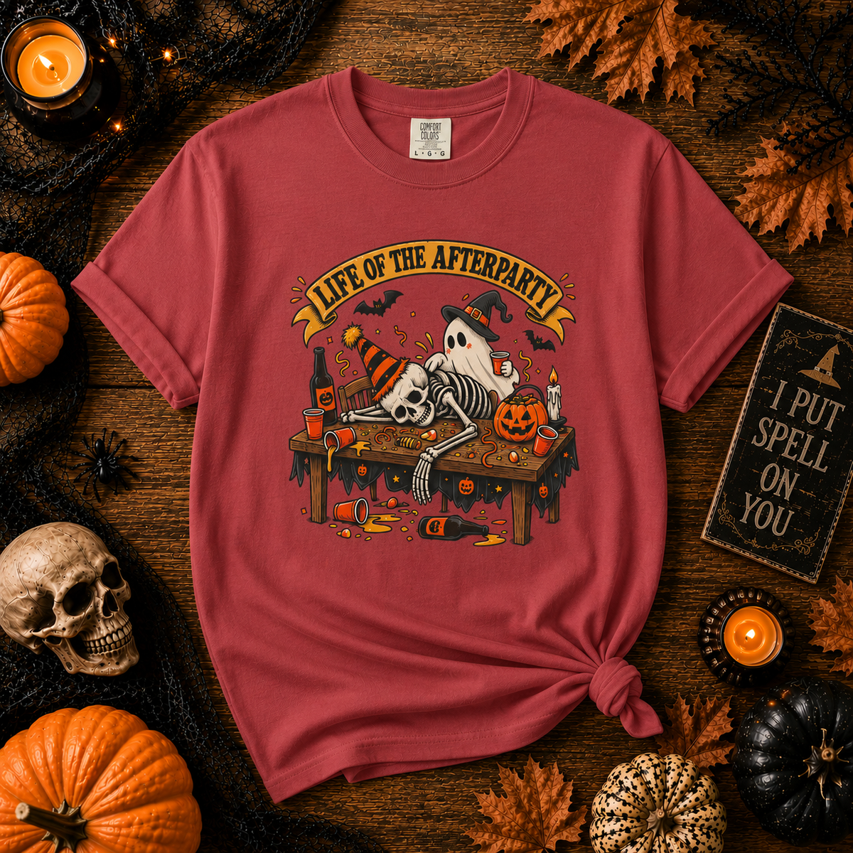 Halloween Skeleton Workshop T-Shirt — "Life in the Aftermath" Graphic Tee