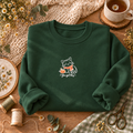 Cat Autumn Crewneck Sweatshirt — Cute Kawaii Cat Holding Pumpkin Graphic