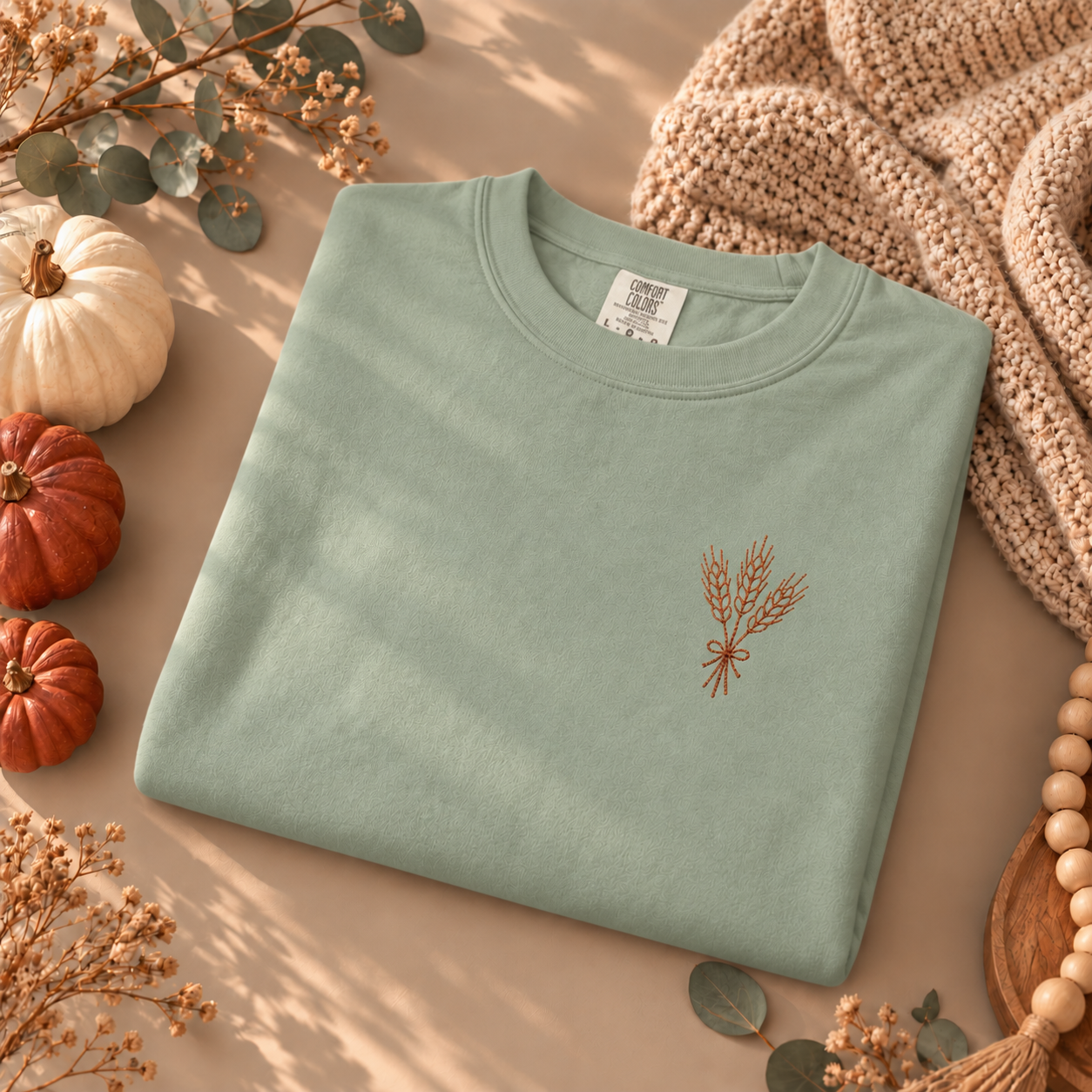 Three wheat stems T-Shirt — Small Chest Bouquet Tee