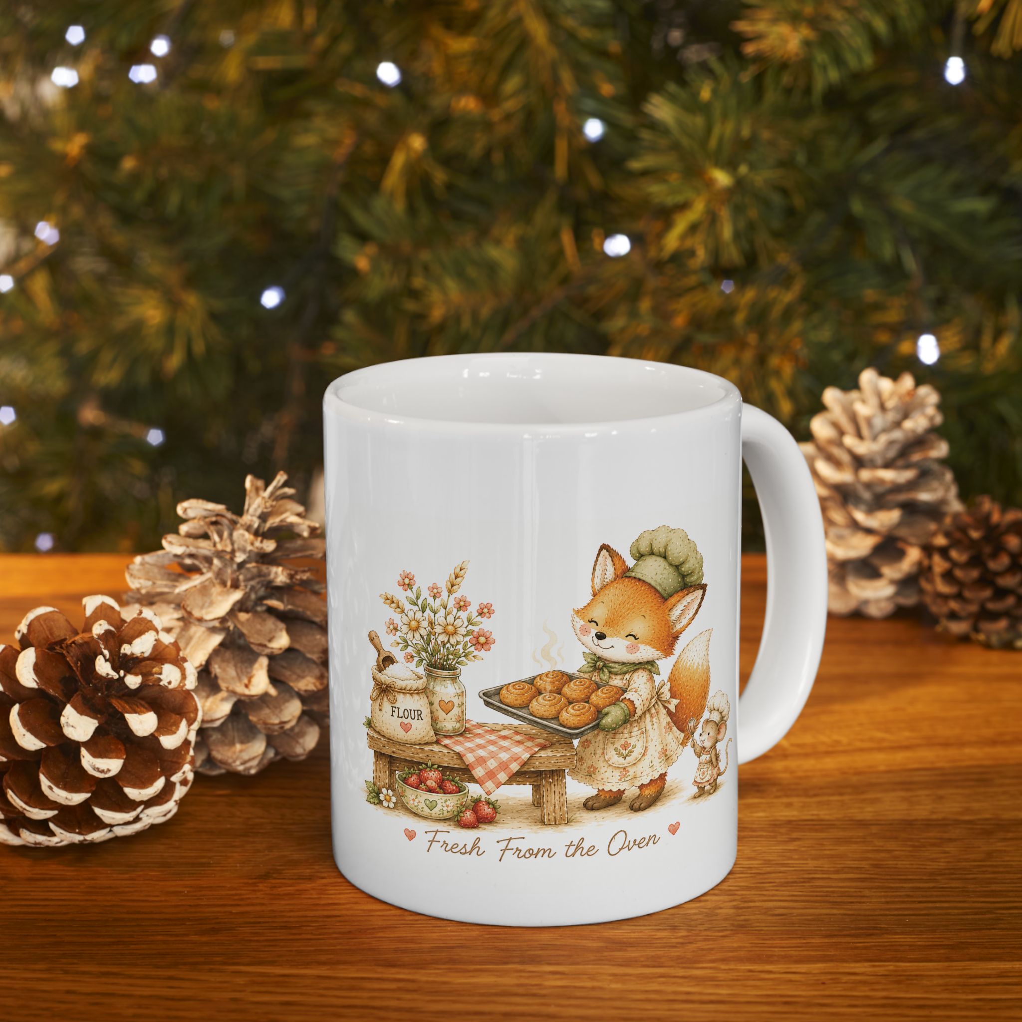 Pastry Fox Mug - Cozy Fall Fox & bakeries (11oz)