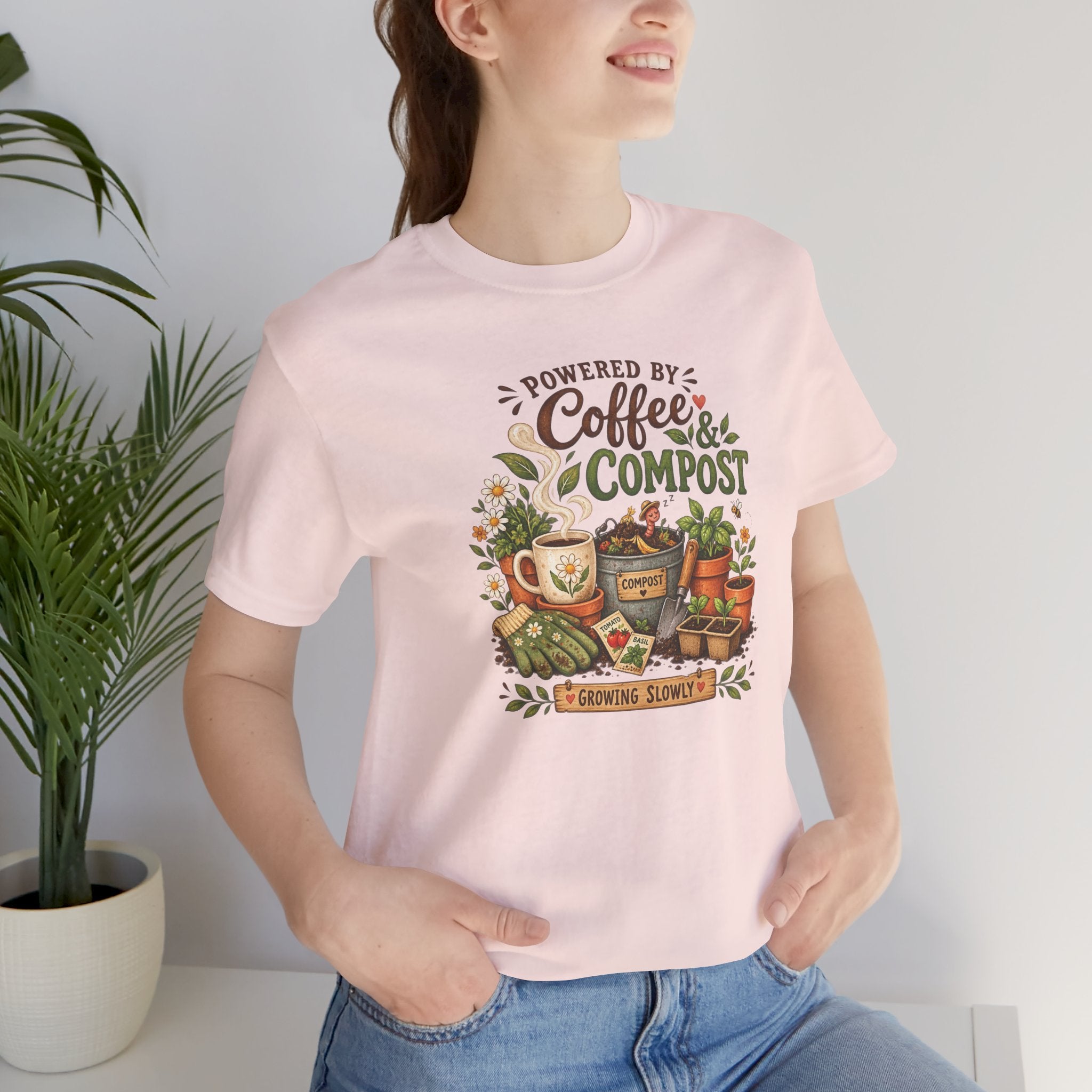 Powered by Coffee & Compost T-Shirt — Gardening Lover Tee